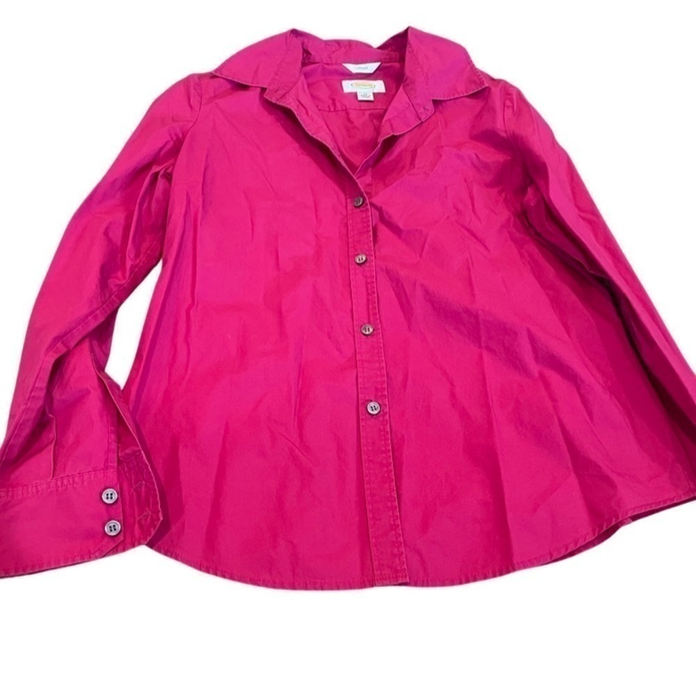Talbots petite stretch button down blouse. Hot pink and pretty!!! Size 10
